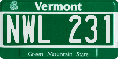 VT license plate NWL231