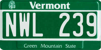 VT license plate NWL239