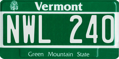 VT license plate NWL240