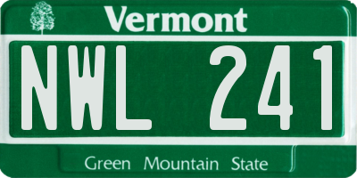 VT license plate NWL241