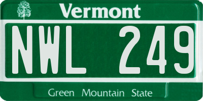 VT license plate NWL249