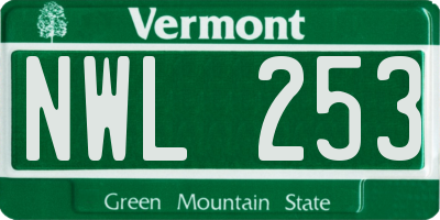 VT license plate NWL253
