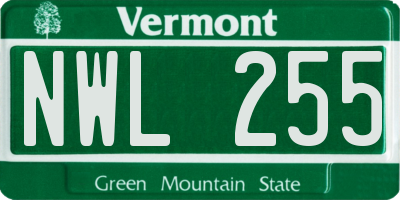 VT license plate NWL255