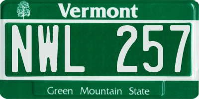 VT license plate NWL257