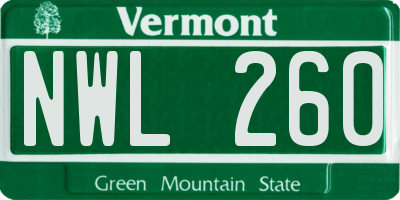 VT license plate NWL260