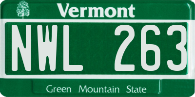 VT license plate NWL263