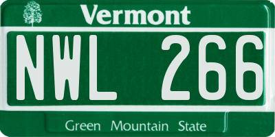 VT license plate NWL266