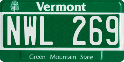 VT license plate NWL269