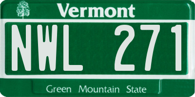 VT license plate NWL271