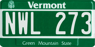 VT license plate NWL273