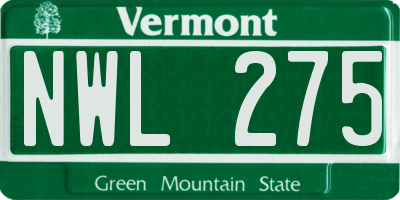 VT license plate NWL275