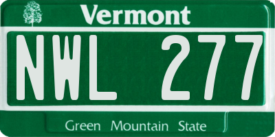 VT license plate NWL277