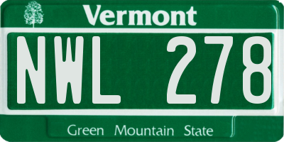 VT license plate NWL278