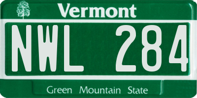 VT license plate NWL284