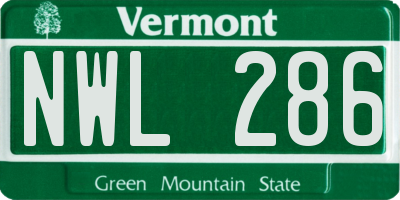 VT license plate NWL286