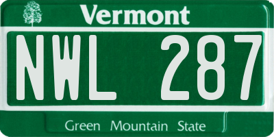 VT license plate NWL287