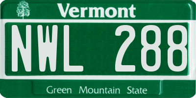 VT license plate NWL288