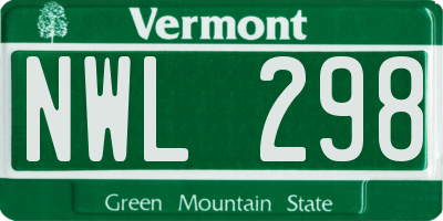 VT license plate NWL298