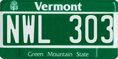 VT license plate NWL303