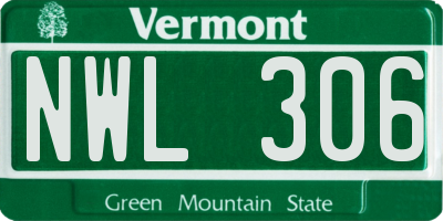 VT license plate NWL306