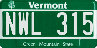 VT license plate NWL315