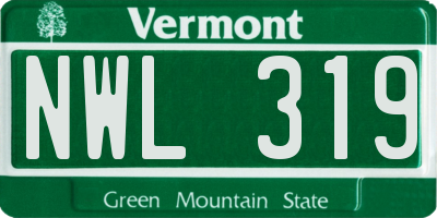 VT license plate NWL319