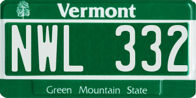 VT license plate NWL332