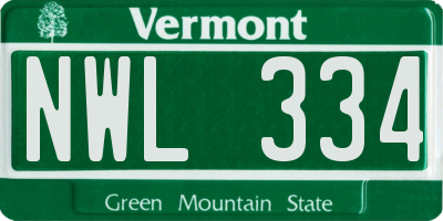 VT license plate NWL334