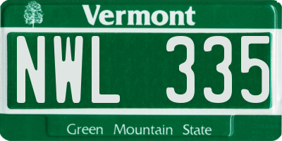 VT license plate NWL335