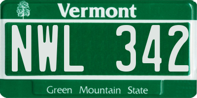 VT license plate NWL342