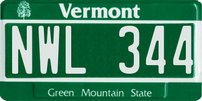 VT license plate NWL344