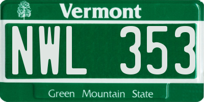 VT license plate NWL353