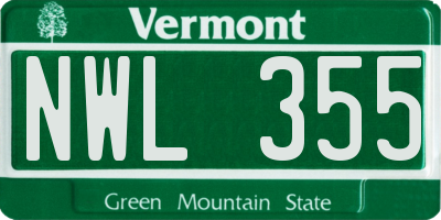 VT license plate NWL355
