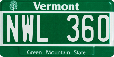 VT license plate NWL360
