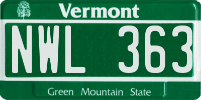 VT license plate NWL363
