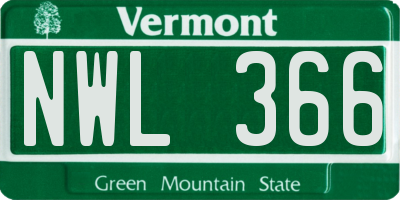 VT license plate NWL366