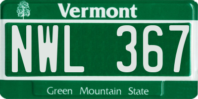 VT license plate NWL367