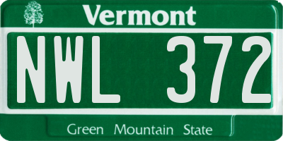 VT license plate NWL372