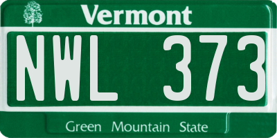 VT license plate NWL373