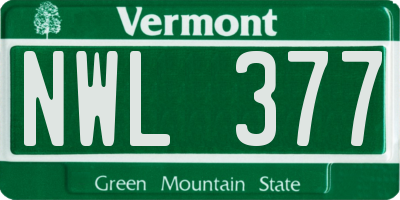 VT license plate NWL377