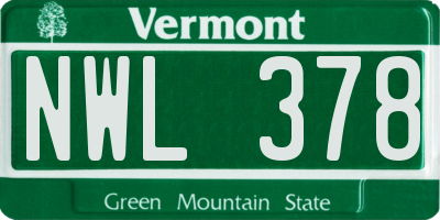 VT license plate NWL378
