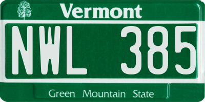VT license plate NWL385