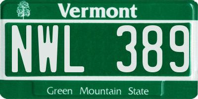 VT license plate NWL389