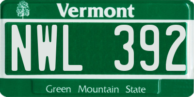 VT license plate NWL392