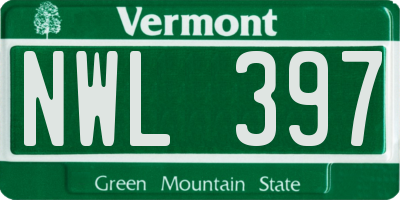 VT license plate NWL397
