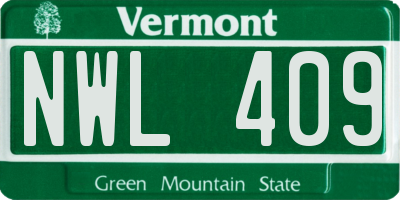 VT license plate NWL409