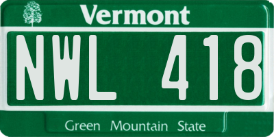 VT license plate NWL418