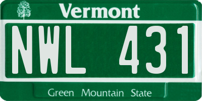 VT license plate NWL431