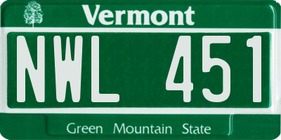 VT license plate NWL451