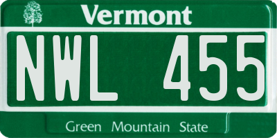 VT license plate NWL455